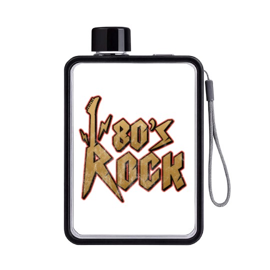 80s Rock Music Genre Eighties Vibe Retro Musician Flat Water Bottles