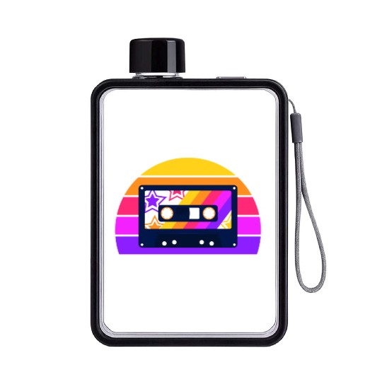 Life Is Better With 80s Music Eighties Vibe Retro Flat Water Bottles
