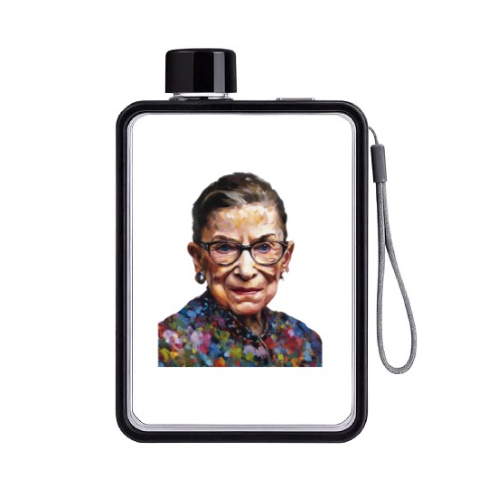 Ruth Bader Ginsburg portrait in a Monet style Flat Water Bottles