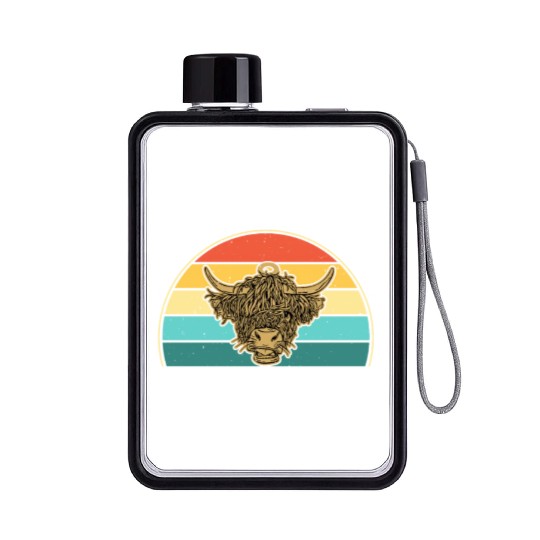 Perfection In Shaggy Packages Highland Cow Flat Water Bottles