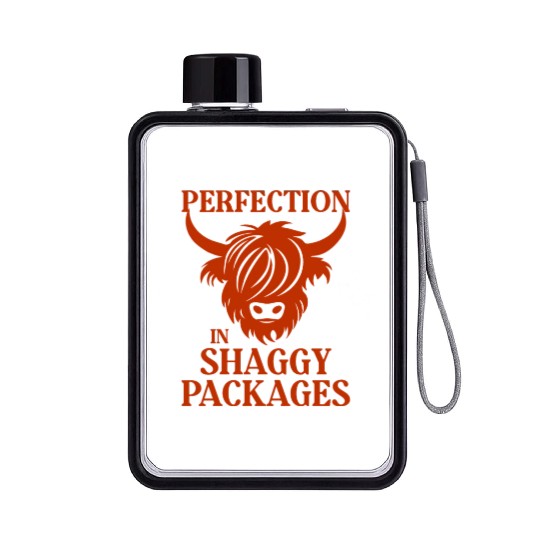 Perfection In Shaggy Packages Highland Cow Flat Water Bottles