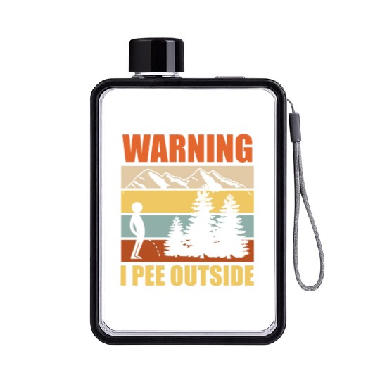 Wanderlust funny I love peeing outside Flat Water Bottles