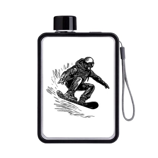 Snowboarding Jump Style Crass Snowboard Move Flat Water Bottles