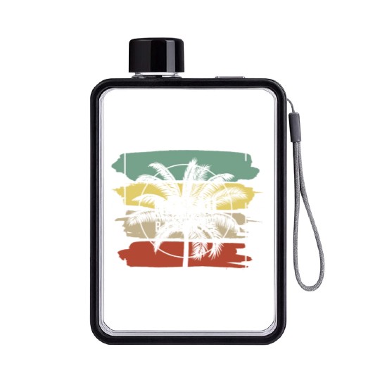Nassau Bahamas Artistic Palm Tree Retro Flat Water Bottles