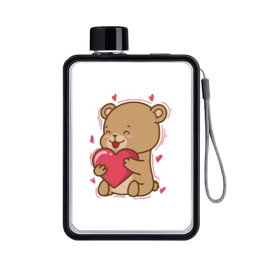 Bear is in love with Heart Forest Animal Flat Water Bottles