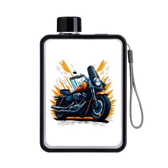 Motorcycle Retro illustration Flat Water Bottles