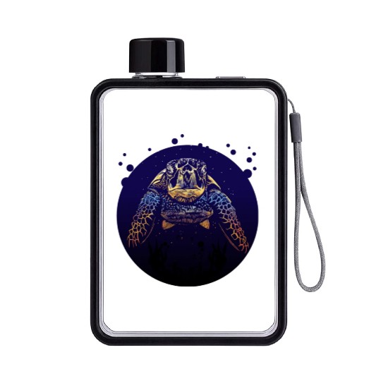 Sea Life - Colorful Sea Turtle Flat Water Bottles