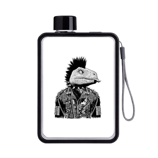 Crested Punk Velociraptor Flat Water Bottles