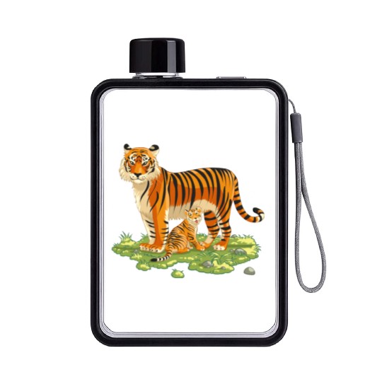 Mother And Son Tiger Flat Water Bottles