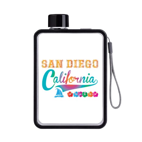 San Diego Vacation California Souvenir Beach Flat Water Bottles