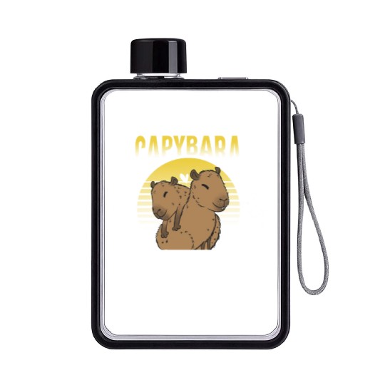Capybara Daddy Lover Animal Rodent Capybaras Dad F Flat Water Bottles