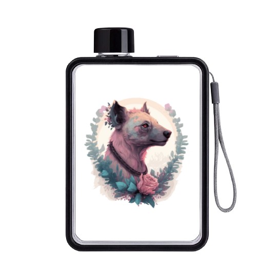 Watercolor Hyena Flower Crown Africa Safari Animal Flat Water Bottles