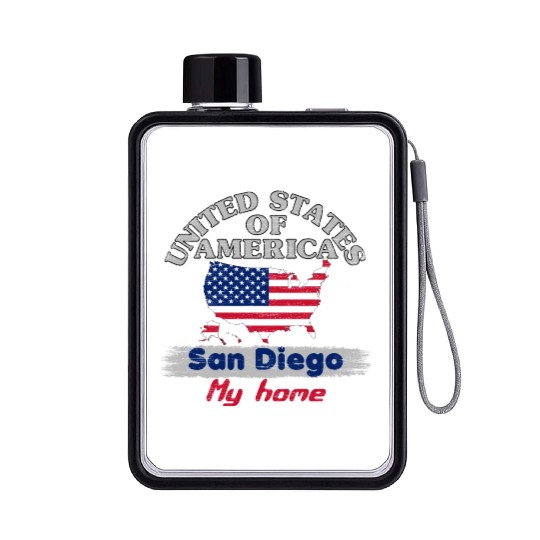 United States of America - San Diego my home - USA Flat Water Bottles