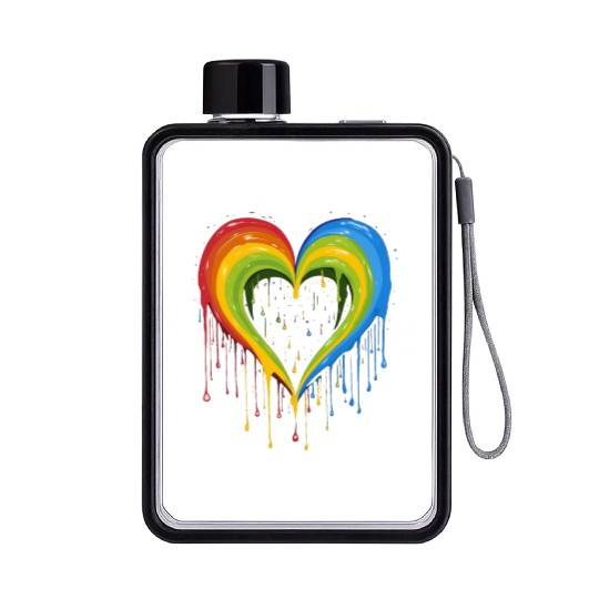 Love is Universal: LGBTQ+ Rainbow Heart, Flat Water Bottles
