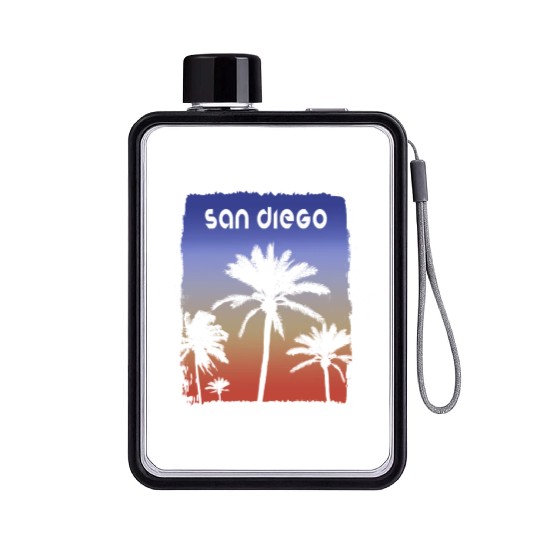 San Diego California Sunset Vacation Souvenir Flat Water Bottles