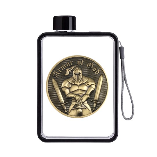 Armor of god christian knight Flat Water Bottles