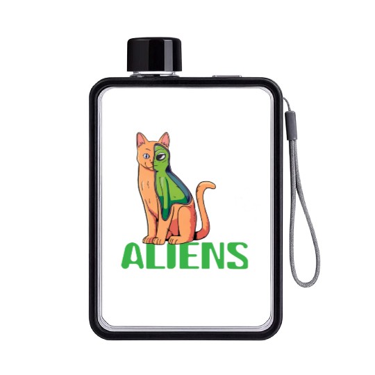 Cats Are Aliens Funny Cat Owner Astronomy Lover Flat Water Bottles