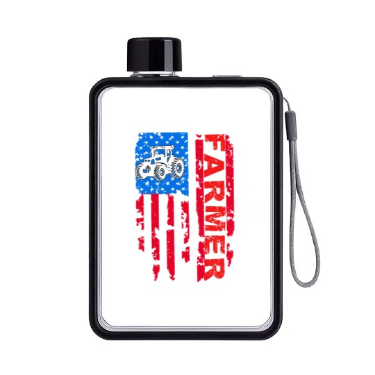 Farmer Farm USA Flag US Tractor funny mothers day Flat Water Bottles