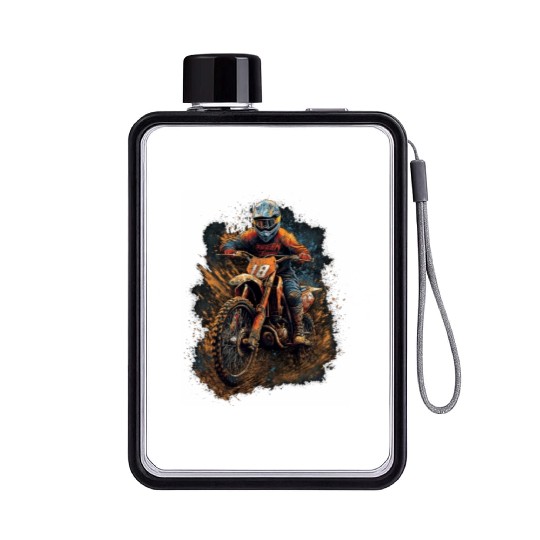 Dirt Bike Biker Motorcycle Mud Offroad Riding Flat Water Bottles