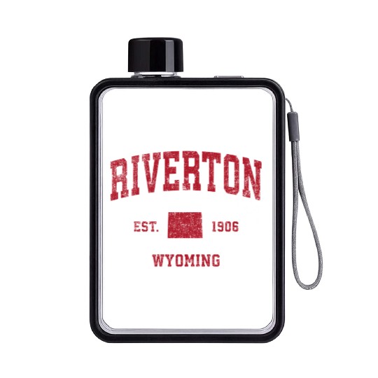 Riverton Wyoming Wy Sports Red Print Flat Water Bottles