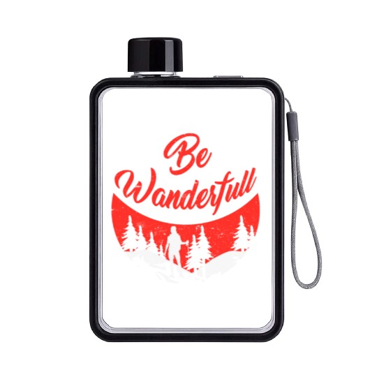 Wanderlust Be Wanderfull Mountain Fan Hiking Flat Water Bottles