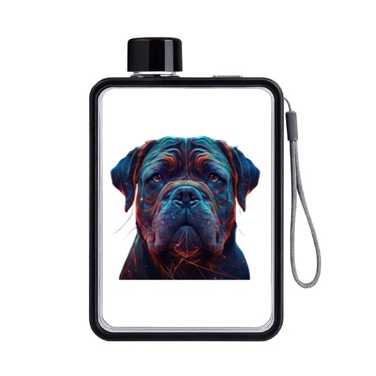 Neon Dogue de Bordeaux AI Art Flat Water Bottles