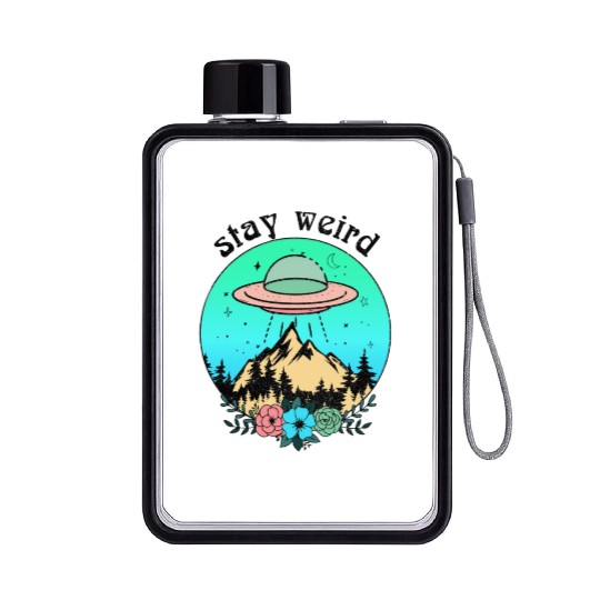 Stay Weird UFO Flat Water Bottles