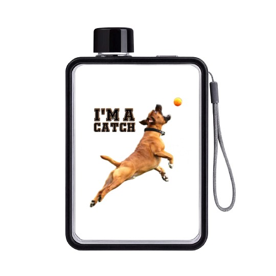 Big Dog Bull Mastiff Catching a Ball, I'm a Catch Flat Water Bottles