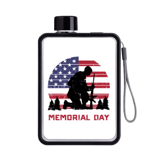 Honor The Fallen Heroes Memorial Day Us Flag Flat Water Bottles