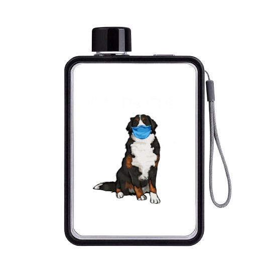 Bernese Mountain Dog Ew People Dog Wearing Face Flat Water Bottles