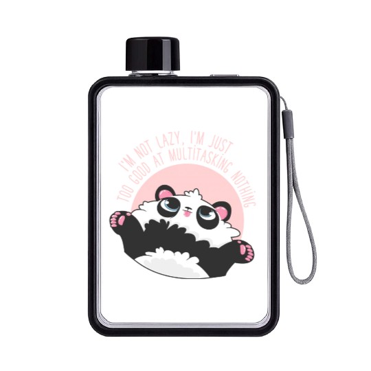 Sleepy Panda Lazy Slow Morning Sunday Flat Water Bottles