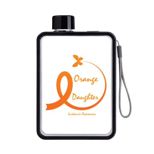 Dad Mom I Wear Orange For My Daughter Leukemia Awa Flat Water Bottles
