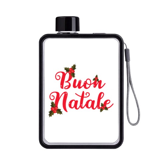 Buon Natale Italian Merry Greeting Italy Flat Water Bottles