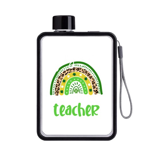 Lucky To Be A Preschool Teacher Rainbow Shamrock I Flat Water Bottles