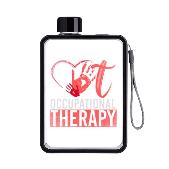 Ota Exercise Heart Hand Print Exercise Occupationa Flat Water Bottles