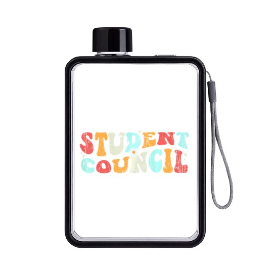 Vintage Student Council groovy retro back to schoo Flat Water Bottles