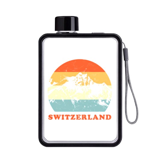 Switzerland Mountain Throwback Vacation Flat Water Bottles