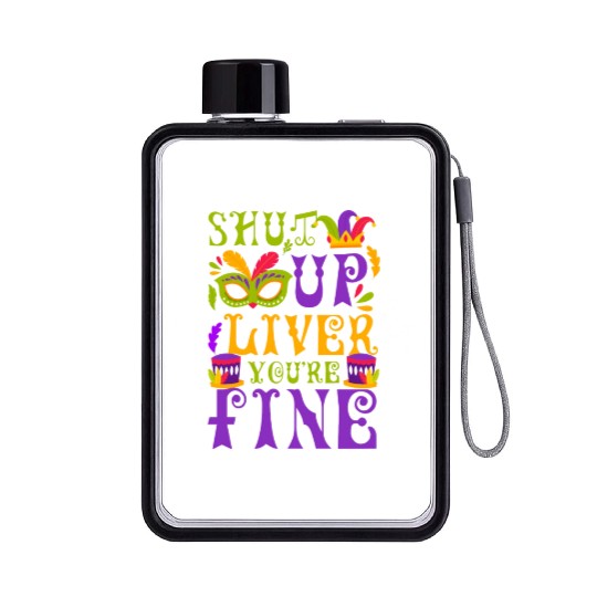 Mardi Gras New Orleans Fool Music Flat Water Bottles