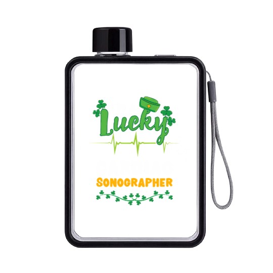 Im A Lucky Cardiac Sonographer St PatricDay Flat Water Bottles