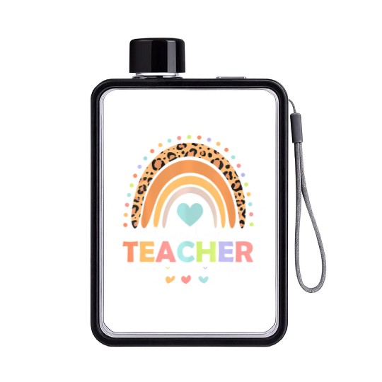Rainbow Teach Love Inspire Preschool Teacher Back Flat Water Bottles