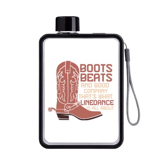 Line Dance Boots Beats Good Company Country Music Flat Water Bottles