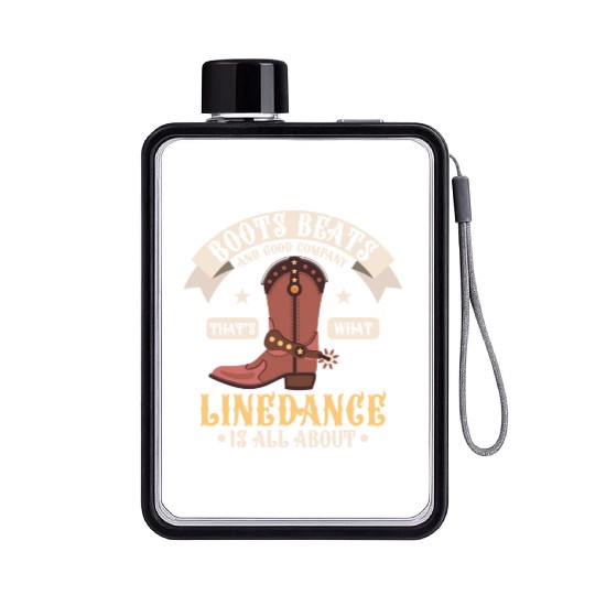 Line Dance Boots Beats Good Company Western Countr Flat Water Bottles