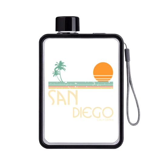 San Diego California Sunset Palms Flat Water Bottles