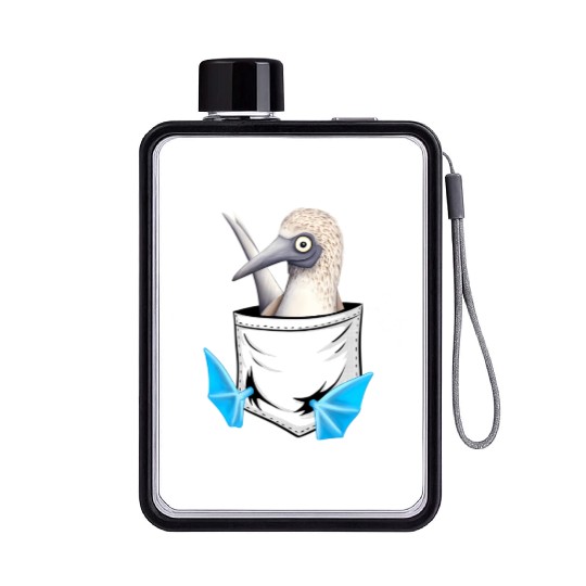 Bird Drawing Fancy Blue Foot Booby In Pocket Flat Water Bottles