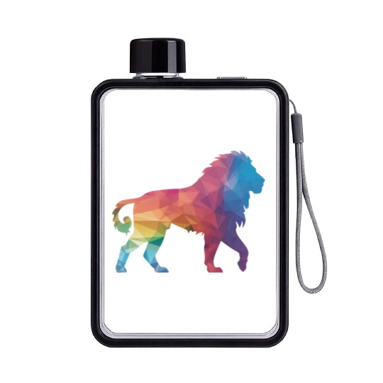 Lion silhouette Flat Water Bottles