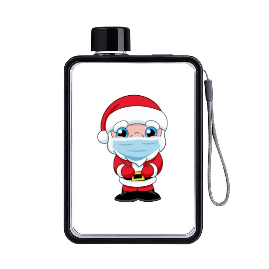 Quarantined Santa Claus face mask funny Christmas Flat Water Bottles