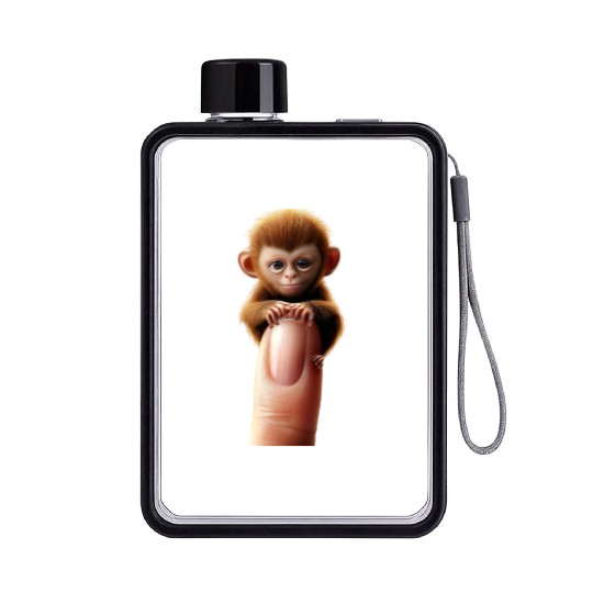 Finger monkey on finger Flat Water Bottles