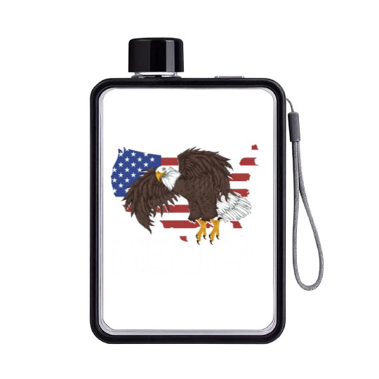 Us Flag Merica Pride Patriot Proud American Bald Flat Water Bottles