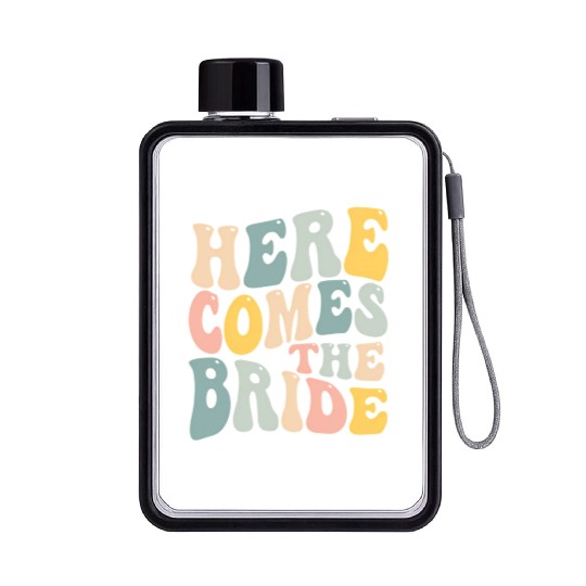 Here Comes The Bride Aesthetic Trend Flat Water Bottles