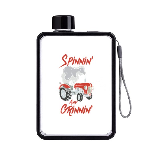 Tractor Pulling Farmer Flat Water Bottles